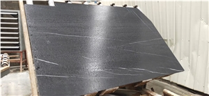 Leather Finish China Black Marquina Marble Tiles Slab Price