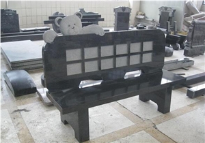 Black Granite Headstone Benches For Grave