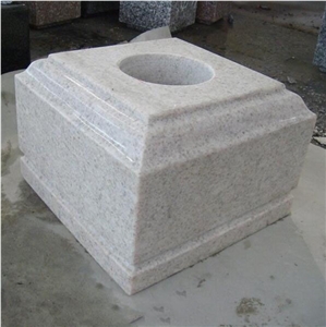 Pearl White Granite Square Tombstone Vases For Cemetory 