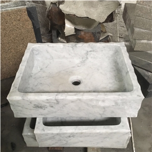 Custom Designed Marble Bathroom Sink Carrara Wash Basin Sink