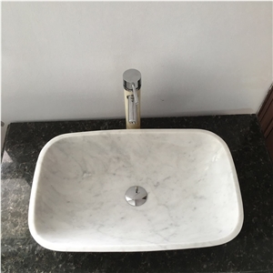 Marble Bathroom Vessel Sink Carrara Oval Wash Basin Sink