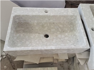 Marble Bathroom Vessel Sink Silver Grey Farm Wash Basin 