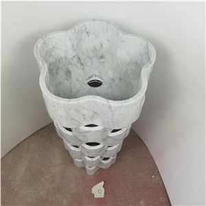 Marble Design Stone Round Sink Stacked Carrara Wash Basin