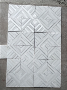 Marble Floor Mosaic Pattern Design Thassos Chevron Tile