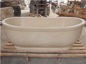 Marble Stone Designed Bathtub Sunny Beige Vessel Bath Tubs