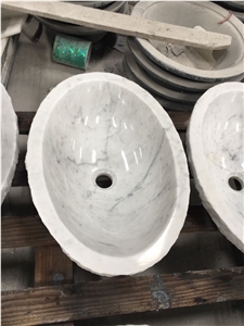 Marble Stone Oval Wash Basin Statuario Bathroom Sink