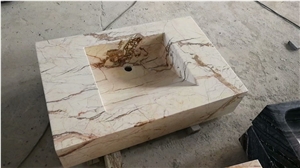 Marble Stone Pedestal Wash Basin Volakas Sqaure Sink 