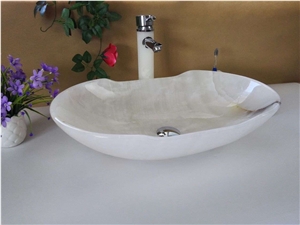 Onyx Stone Bathroom Vessel Sink Super White Onyx Wash Basin