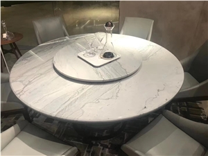 Quartzite Restaurant Dining Table White Stone Home Furniture
