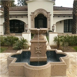 Beige Limestone Large Fountain