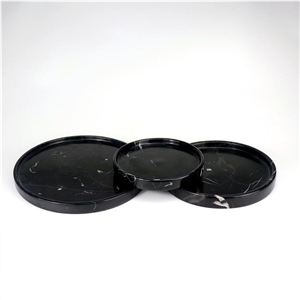 Black Marquina Marble Round Plate