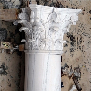 Huge White Marble Corinthian Column 