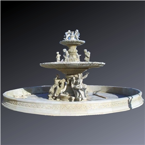 Large Beige Marble Fountain 01