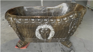 Lion Head Marble Carving Bathtub