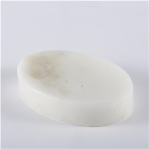 Oval Soap Box In White Marble