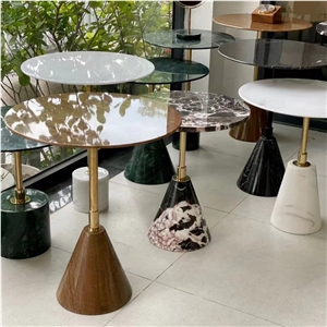 Round Black Marquina Marble Cafe Table Top