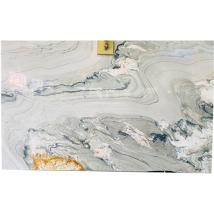 Canon Quartzite Grey Silver Marble Big Slabs Ocean Wave Vein