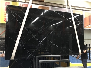 High Quality Polished Nero Marquina Black Marble Floor Wall