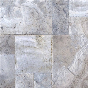 Travertine Silver French Pattern Tile 16X24 Brushed