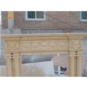 Beige Marble Stone Fireplace Surround On Sales 