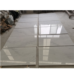 Natural East White Marble  Flooring Tiles With Grey Vein