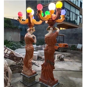 Nice Outdoor Western Style Marble Garden Lady Lamp Statue