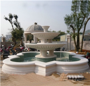 Outdoor Natural Stone White Marble Fountain 