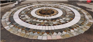Outdoor Paving Round Multicolor Slate Patterns Tiles Mosaic 