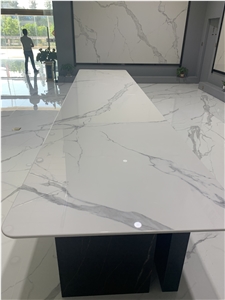 Artificial Bianco Calacatta Marble Sintered Stone Dinner Table