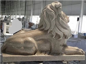 Golden Rust Granite G682  Lion Sculpture
