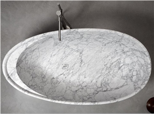 Natural Arabescato White Marble Bathtub