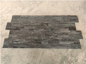 China Black Quartzite Wall Cladding Veneer Ledger Panel