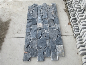 Split Black Quartzite Stacked Wall Cladding Panels
