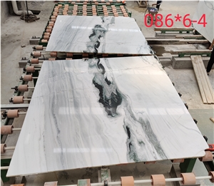 Chinese Panda White Marble Book Matched Panel Stock