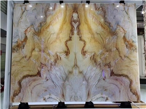 Luxury Exotic Onyx Bookmatched Wall Panel For Interior Decor