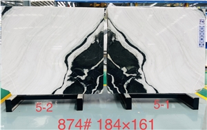 Unique And Modern Panda White Marble Bookmatched Wall Panels