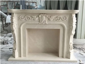 Hot Selling Carved Natural Beige Marble Fireplace