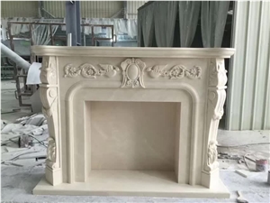 Hot Selling Carved Natural Beige Marble Fireplace