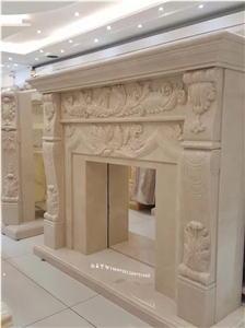 Modern Indoor Freestanding White Marble Fireplace
