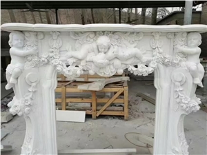  Natural Stone Hand-Craved White Marble Fireplace Wholesale
