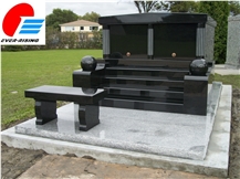 Black Granite Double Mausoleum Crypt From  Xiamen Factory
