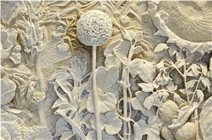 Bianco Di Apricena Marble Carved Wall Relief
