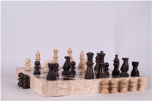 Chess Board Cream And Black Marble