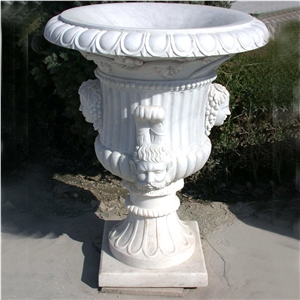 A Grade White Marble Hand Carving Flower Pot Landscaping