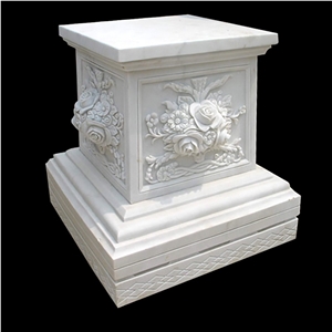 Bianco Carrara Marble Pedestal Base For Abstract Sculpture