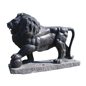 Black Marble Garden Lion Statue For Gate