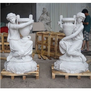 Couple Human Carved Design Exterior Planters,Flower Stand 