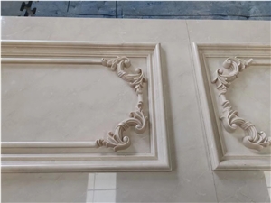 Cream Marble Hand Carving Reliefs Panel Villa Wall Covering