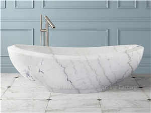 Factory Owner Free Standing Oval Marble Bathtub Flat Project