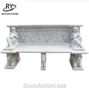Factory Sell Exterior Marble Patio Bench Sculptured